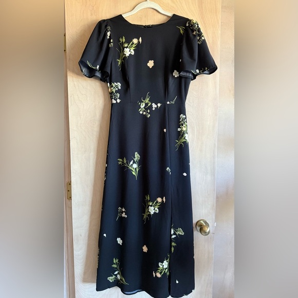 Sugarlips Jenna Floral Midi Dress Black Green Puff Sleeve Women’s Small NWT - Picture 1 of 14